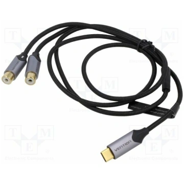 Cable; RCA socket x2,USB C plug; gold-plated; 0.5m