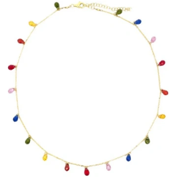 Briolette Drop Necklaces in 925 Silver - yellow go