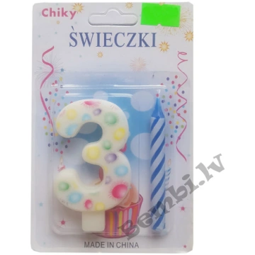 Tortes svece ar cipara svečturi, Chiky Rozā 3