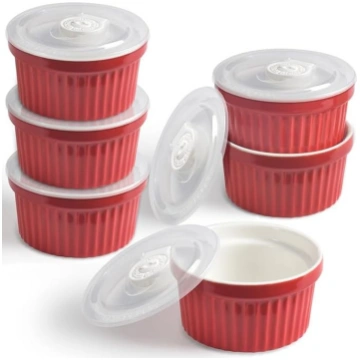 homEdge 6 sarkanu porcelāna trauku komplekts ar vā