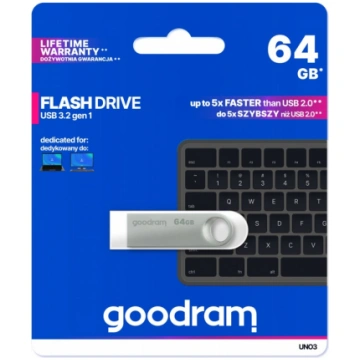 GOODRAM FLASHDRIVE 64GB UNO3 SILVER USB 3.2 Gen 1 