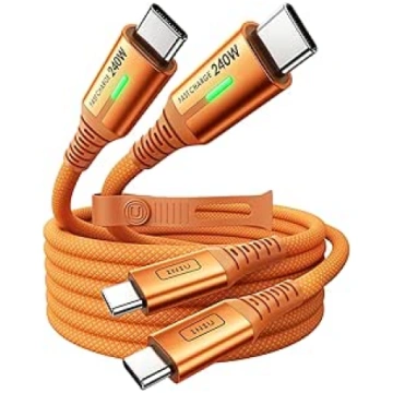 INIU 240 W USB C Cable, [2 Pack, Orange, 2 m] PD F