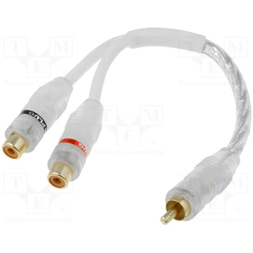 4Carmedia Premium White RCA Plug to RCA socket x2 