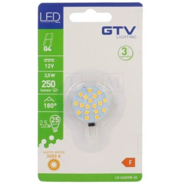 LED lamp | G4 | white warm | 12VDC | 250lm | 2.5W 