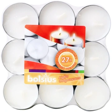 Tējas sveces BOLSIUS baltas, 27gb