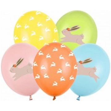 Lateksa balons ar zīmejumu, Zaķi, Daudzkrāsaini, (