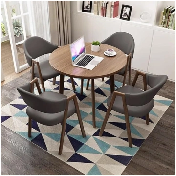 Dining Table with 4 Chairs, Modern Round Kitchen T