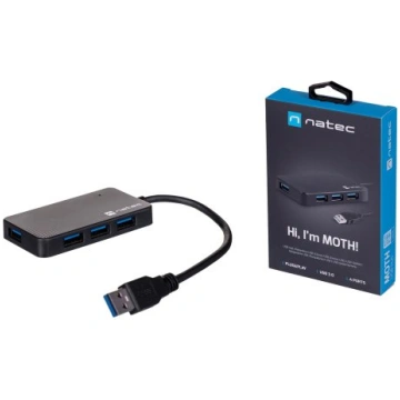 NATEC Hub USB 3.0 Moth (4 ports, black)