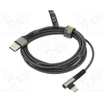 Cable; USB 2.0; USB A plug,USB C angled plug; 2m; 