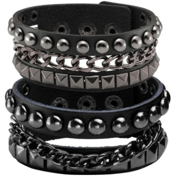 Eigso Gothic Punk Studded rokassprādze Plaša rokas