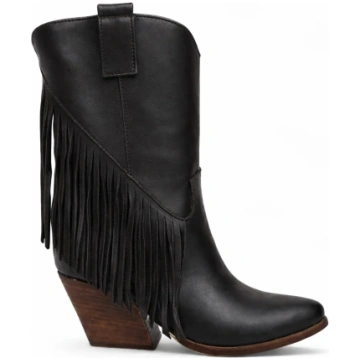 Viviana Vi VV26302 Montana Black Leather Fringed C