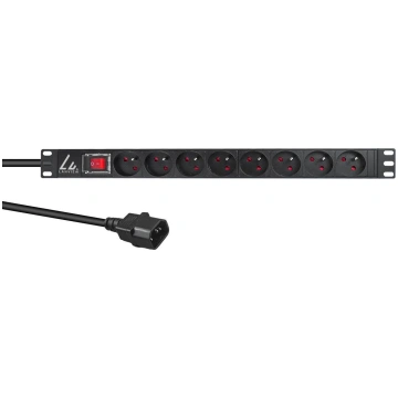 Lanview 19"" rack mount power strip, 1U, 10A with 