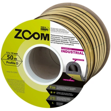 Blīvgumija ZOOM Industrial "D" balta, 12x10 mm