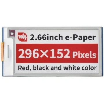 E-paper E-Ink displejs 2,66" 296×152 SPI melnbalts