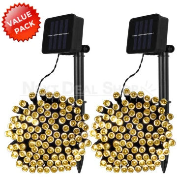 2 Pack - Solar-Powered LED Fairy Lights