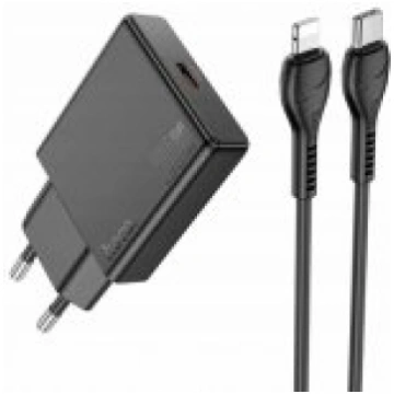 Hoco N37 USB C QC PD 30W + cable Lightning Black l