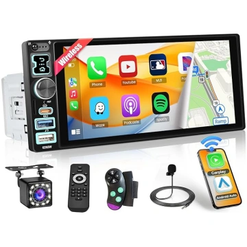 Auto Bluetooth 1 DIN radio ar bezvadu Carplay Andr
