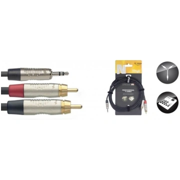 Stagg REAN 3.5mm miniJack AUX TRS - 2 x RCA, 1.5m