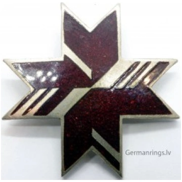 Latvian Auseklis Pin - Ruby-Red Hot Enamel