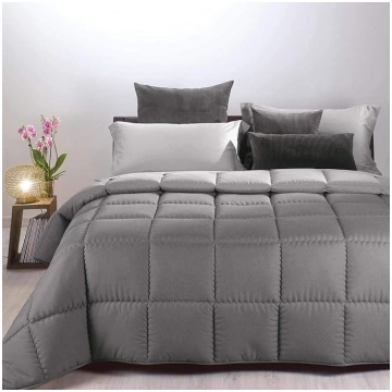 Caleffi Modern Quilt Double Plain Microfibre Grey 