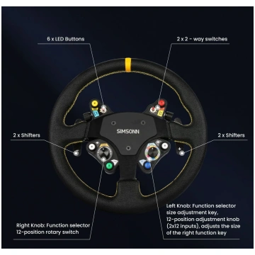 Leather Steering Wheel Carbon Hub SIMSONN Simulato