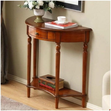 Vintage Half Moon Console Table Made of Wood with 