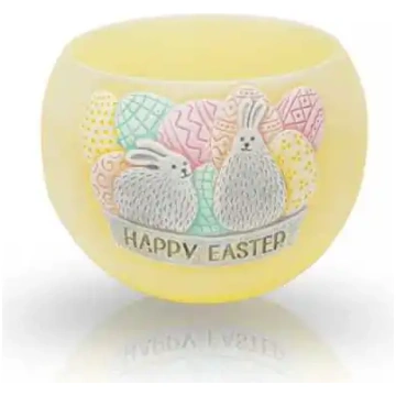 HAPPY EASTER sveču laterna 12cm dzeltena pasteļkrā