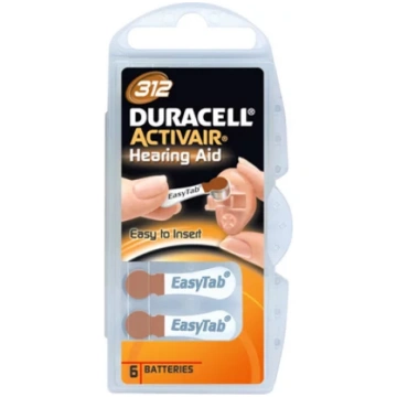 Duracell A312/DA312/ZL312 | Zinc air cells | 6 pc(