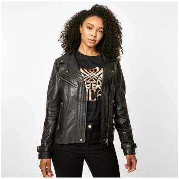 Women's Biker Long Sleeve Leather Jacket