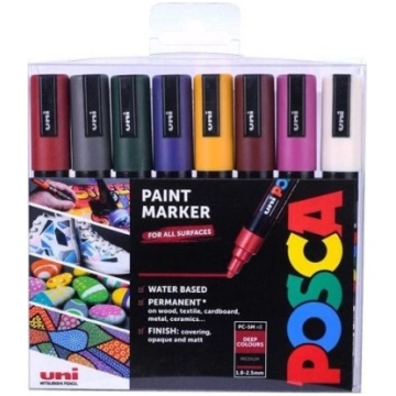 Posca - PC5M - Medium Tip Pen - Deep colors, 8 pc