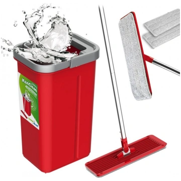 Flat Mop + Bucket + Telescopic Pole + 2 x Microfib