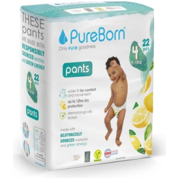 PureBorn ekoloģiskas uzvelkamās autiņbiksītes S4 (