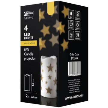 LED svece projektors zvaigznes WW 2W IP20 USB+3xAA