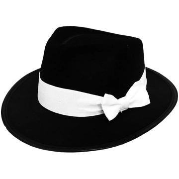ILOVEFANCYDRESS Melna filca gangsteru cepure ar ba
