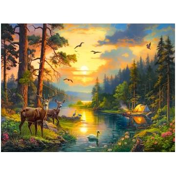 Puzzle Sunset over Forest River Castorland