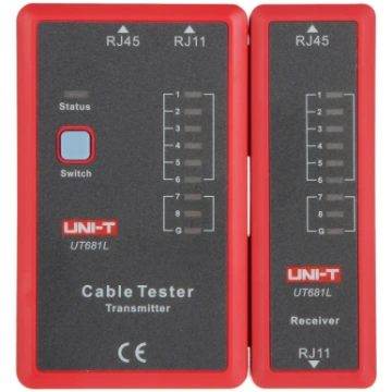Datortīkla kabeļu testeris RJ45+RJ11 UT681L, UNI-T