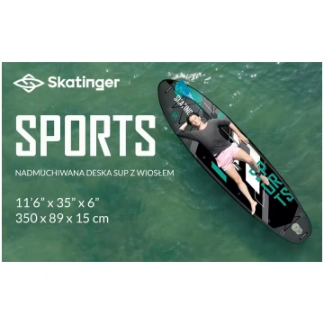 SKATINGER Grey Sports 350x89x15 Yoga SUP Board | G