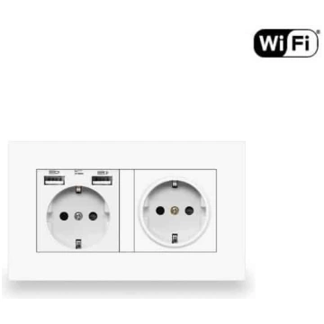 Dubultā elektrības kontaktligzda ar iebūvētu slepe