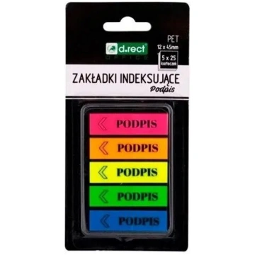 Indeksu uzlīmes D.Rect Zakładki 12×45 mm, komplekt