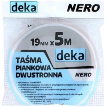 Divpusēja putu lente Deka NERO melna 19 mm x 5 m —