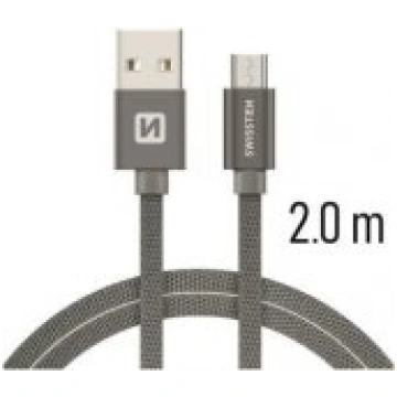 Swissten "Textile Quick Charge 3.0 Micro USB" Grey