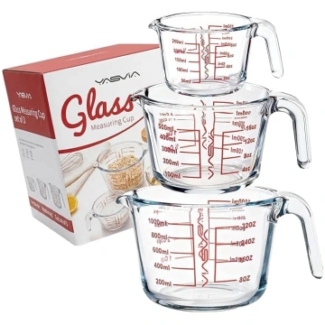 3 stikla mērkausu komplekts (250 ml, 500 ml, 1000