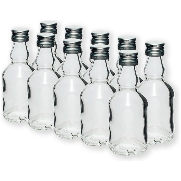 50ml stikla pudele ar skrūvējamu vāciņu, 10 gab