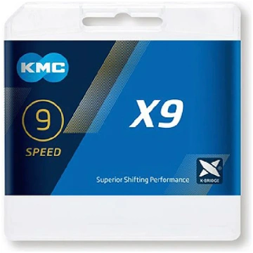 Ķēde - KMC X9 Silver Grey - BX09NG114 - 9 ātrumi, 