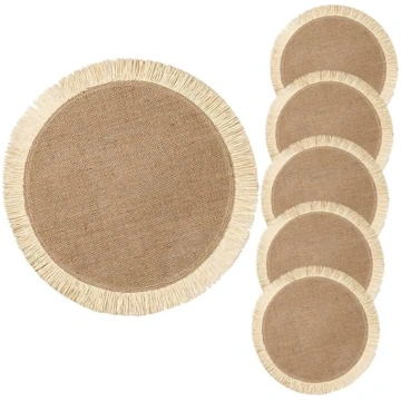 Pack of 6 Round Woven Coasters Made of Coarse Line