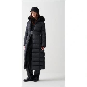 Long matte down jacket with faux fur COLMAR