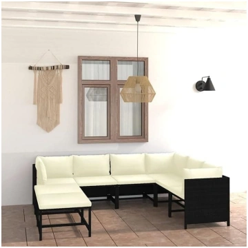 8 Piece Garden Furniture Set with Black Poly Ratta