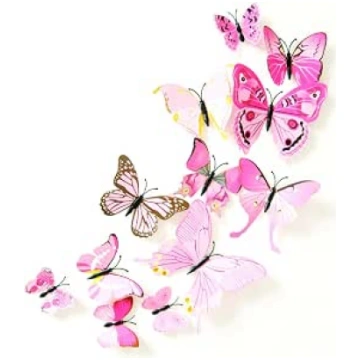 Oblique Unique Butterflies in 3D -Wall Sticker wit