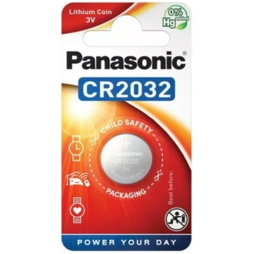 Pogas akumulators Panasonic CR2032 litija 3V — 1 g