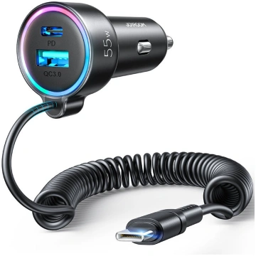 Joyroom fast car charger 3 in 1 with USB Type C ca